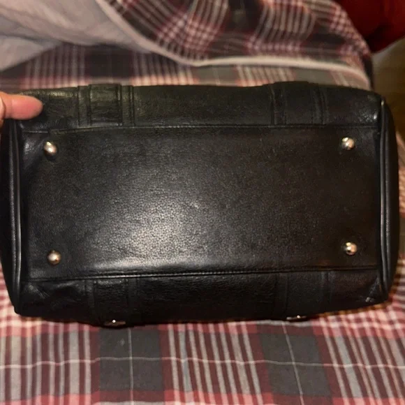 MCM Black Leather Studded Duffel with Silver Plaque - Picture 4 of 9